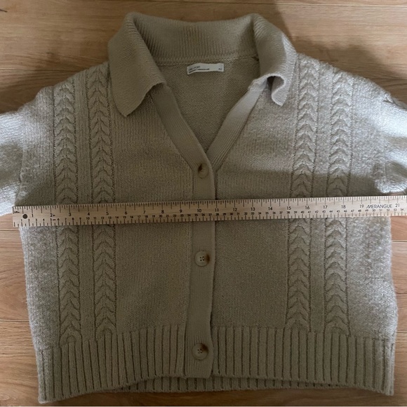 OAK + FORT Cable Knit Button Up Polo Cardigan Sweater - Picture 11 of 11